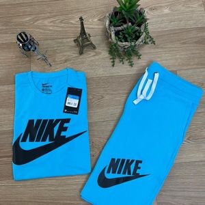 Baby Blue Unisex Nike Short Set